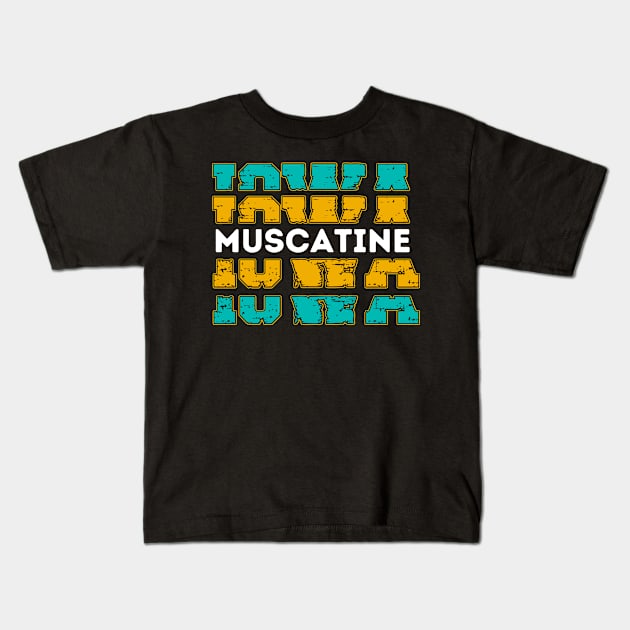 Muscatine Iowa Vintage Text Souvenir Kids T-Shirt by Kelowna USA